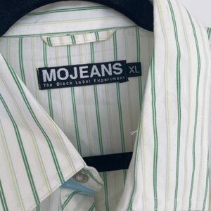 Green Striped embroidered back button down Men's Shirt MoJeans XL